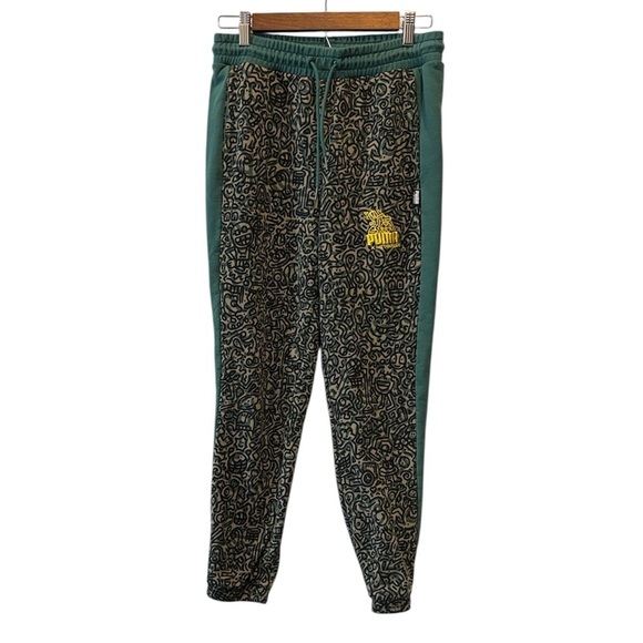 Puma × Vintage Crazy Puma Sweatpants Mr Doodle Green Cotton Joggers Unisex XS​ - Picture 2 of 16